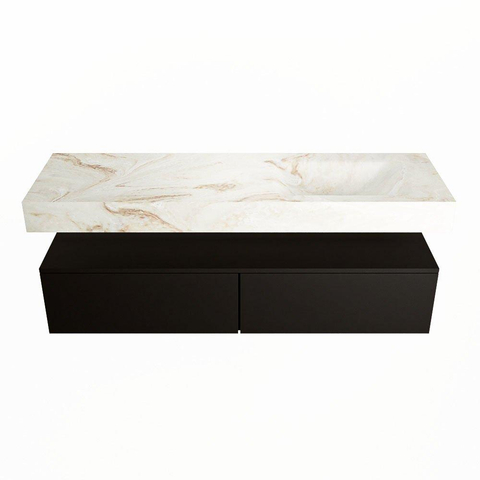 MONDIAZ ALAN - DLUX Ensemble de meuble de salle de bains - 150cm - meuble bas - Urban - 2 tiroirs - lavabo suspendu - vasque à droite - 1 trou de robinet - Frappe SW804692