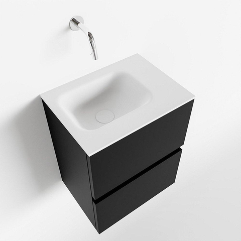 MONDIAZ ADA Toiletmeubel 40x30x50cm met 0 kraangaten 2 lades urban mat Wastafel Lex rechts Solid Surface Wit SW472538