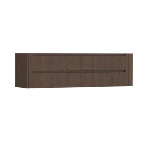 H&R Badmeubelen Juice Wastafelonderkast - 180x45x50cm - rechterhoek afgerond - 4 lades - geïntegreerde greep - coffee SW1491733