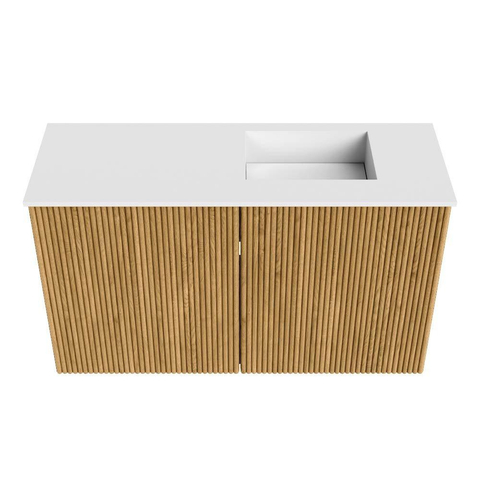 Mondiaz JOYA 70cm toiletmeubel - kleur Oak - Wastafel FAYE positie Rechts 1 kraangat kleur Talc. SW1421103