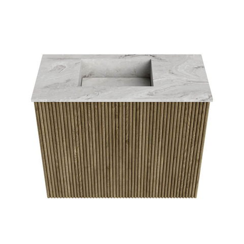 Mondiaz JOYA-DLUX Meuble de salle de bains 50cm - couleur Dusk - Vasque FAYE position Gauche Sans trou de robinet couleur Glace. SW1423131