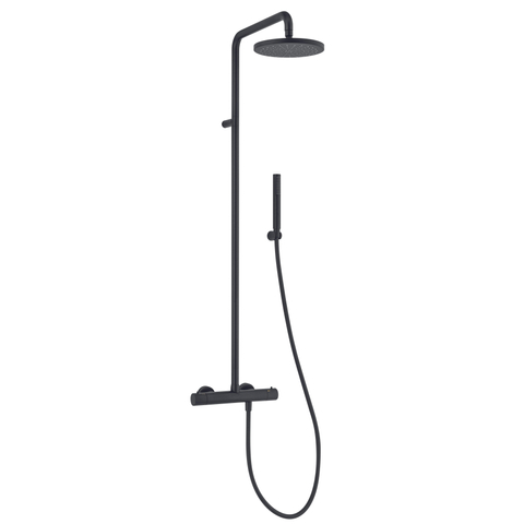 GO by Van Marcke Nero opbouw regendoucheset – thermostatisch – Ø25 cm hoofddouche – 2-standen handdouche – zwart mat SW369966