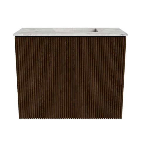 Mondiaz JOYA-DLUX 50cm toiletmeubel - kleur Walnut - Wastafel FAYE positie Rechts 1 kraangat kleur Glace. SW1422348