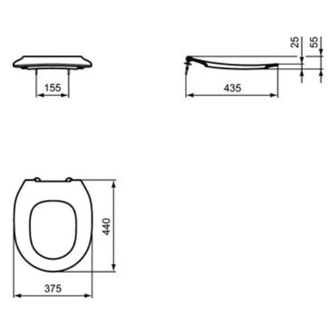 Ideal Standard Contour 21 closetzitting zonder deksel voor kinderclosetpot + kinderwandcloset 7 11 jaar wit 0467101