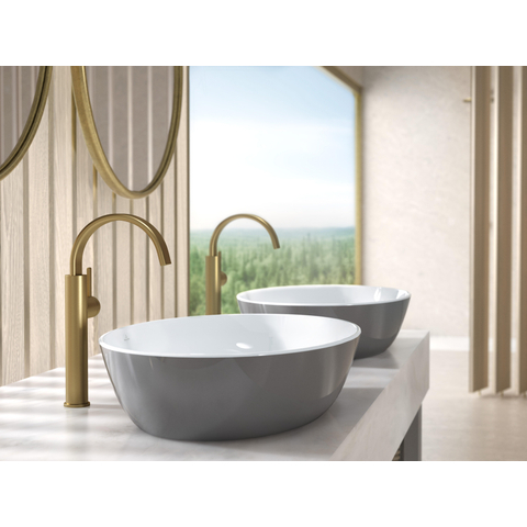 Villeroy & Boch Artis opzetwastafel ovaal - 61x41x12.5cm - zonder kraangat - zonder overloop - French Linen (glans grijs) SW68831