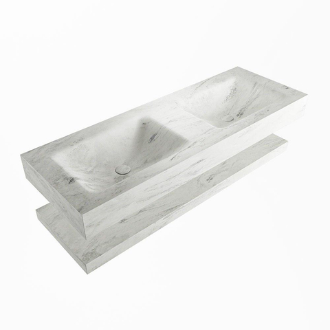 MONDIAZ ALAN - DLUX Badkamermeubelset - 130cm - planchet - Opalo - vrijhangende wastafel - 2 wasbakken - 0 kraangaten - Opalo SW809311