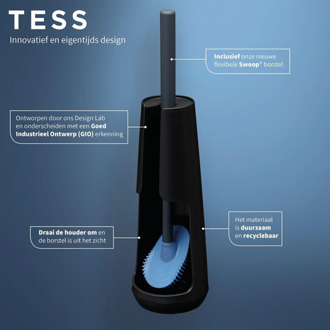 Tiger Tess Porte-brosse WC sur pied avec brosse Swoop® flexible Noir anthracite SW877630