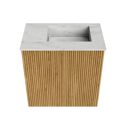Mondiaz JOYA-DLUX 40cm toiletmeubel - kleur Oak - Wastafel FAYE positie Rechts 1 kraangat kleur Opalo. SW1422115