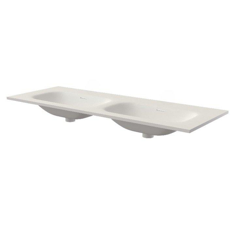 Saniclass Flow lavabo - 121x46x1.5cm - double vasque - sans trou de robinet - blanc SW1224150