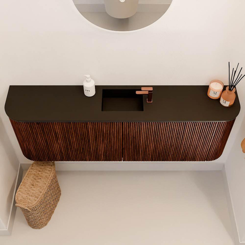Mondiaz JOYA 123.2cm toiletmeubel - ronding links en rechts kleur Ruby - Wastafel FAYE positie Midden 1 kraangat kleur Urban. SW1421848