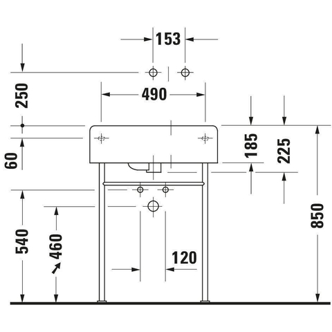 Duravit Scola Wastafel - 61.5x46cm - met 1 kraangat - met overloop - glans wit 0304123