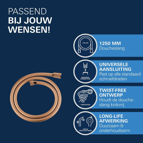 Grohe Silverflex Doucheslang - 125cm - glad - warm sunset (koper) SW116332