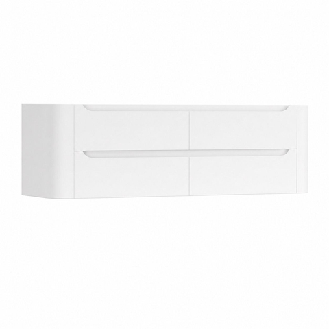 H&R Badmeubelen Juice Meuble sous vasque - 140x45x50cm - coins arrondis - 4 tiroirs - poignée intégrée - Blanc mat SW1490065