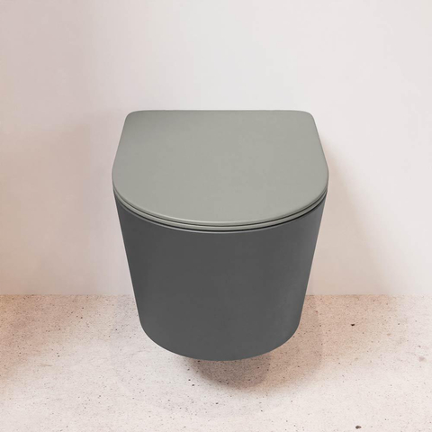 Mondiaz LAVIE hangtoilet – spoelrandloos – 36 x 53 cm – met softclose zitting – Dark grey (grijs), zitting Smoke (lichtbruin) SW1208727
