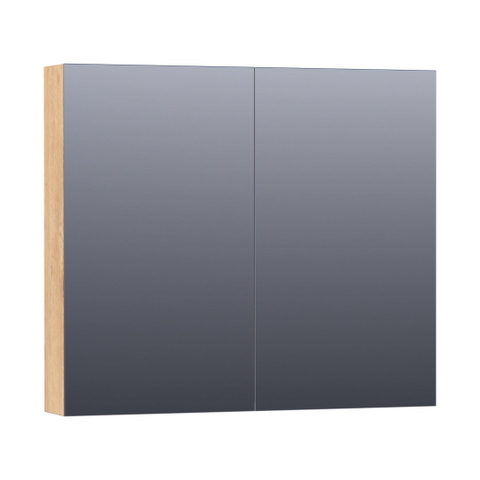 BRAUER Impress Deluxe armoire de toilette - 80x70x15cm - éclairage interne et externe - 2 portes miroir double face - Forest Tan SW371815