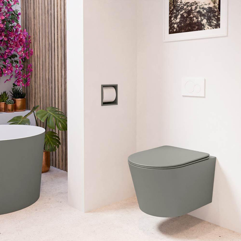 Mondiaz LAVIE hangtoilet – spoelrandloos – 36 x 53 cm – met softclose zitting – Smoke (lichtbruin) SW1208735