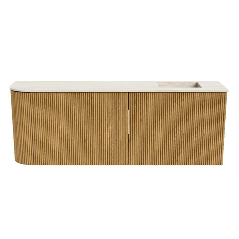 Mondiaz JOYA-DLUX Meuble de toilette 111,6cm - arrondi gauche couleur Chêne - Vasque FAYE position Droite Sans trou de robinet couleur Meli SW1423970