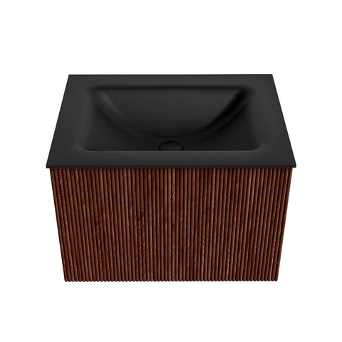 Mondiaz KURVE Ensemble meuble salle de bains - 60x46x40cm - 1 tiroir - lavabo solid surface - centre - sans trou de robinet - Ruby SW1415396