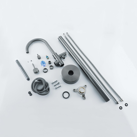 Fortifura Calvi vrijstaande badkraan - 113cm - met handdoucheset - PVD - geborsteld gunmetal (antraciet) SW766542