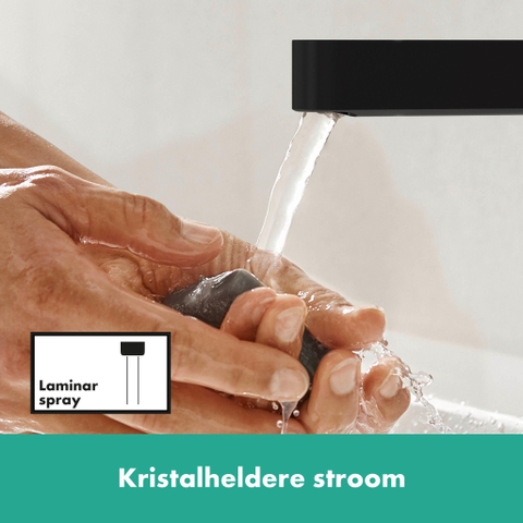 Hansgrohe Finoris 1 greeps wastafelkraan - 230 draaibare uitloop - met afvoerplug - mat zwart SW651024