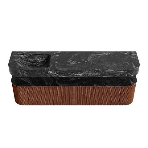 MONDIAZ THOR-DLUX Meuble de salle de bains 190cm arrondi gauche + droite couleur Ruby avec 2 tiroirs et 2 portes. Vasque suspendue CLOUD Gauche 1 trou de robinet couleur Lava. SW1466504