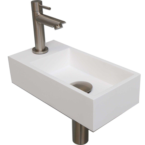 Ink Versus pack lave-mains – 36 x 18 x 9 cm – polystone blanc – perçage à gauche – robinet nickel brossé SW439504