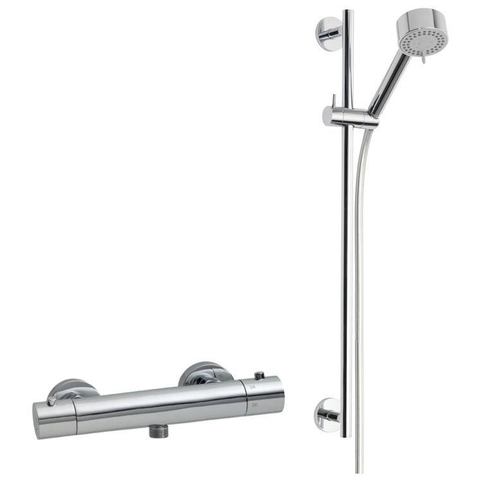 Wiesbaden Rio Mitigeur thermostatique de douche 15cm avec ensemble barre de douche Chrome SW539720