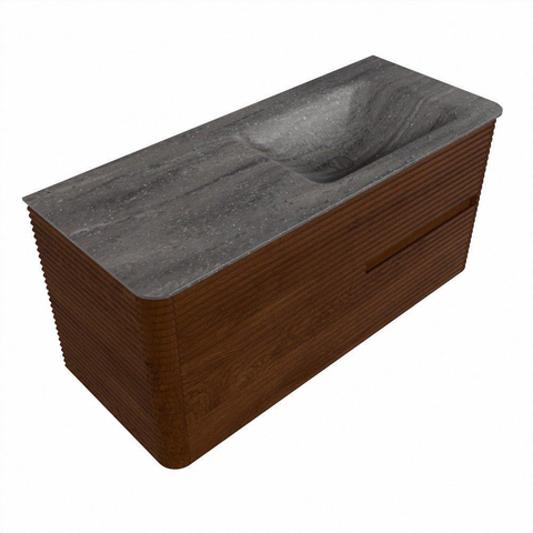 Mondiaz CIRO-DLUX Ensemble de meubles de salle de bains - 110x45x50cm - Vasque en solid surface Oza - 1 lavabo à droite - 1 trou de robinet - 2 tiroirs - Ruby SW1532093