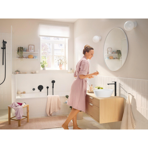 Hansgrohe Rebris s Eengreeps wastafelmengkraan - 240 - coolstart - ecosmart+ - voor waskommen - met PopUp - trekwaste - mat zwart SW796564