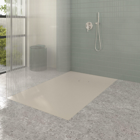 Villeroy & Boch Ecora douchebak - 160x100x4.5cm - afvoer korte zijde - almond (beige) SW1558893