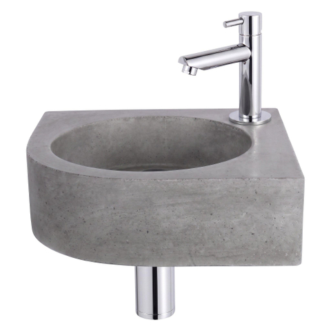 Fortifura Fuente pack lave-mains d'angle – 31,5 x 31,5 x 10 cm – béton gris – robinet chromé SW1111536