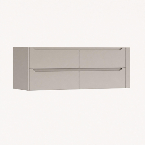 H&R Badmeubelen Juice Wastafelonderkast - 140x45x50cm - rechterhoek afgerond - 4 lades - geïntegreerde greep - beige mat SW1490218