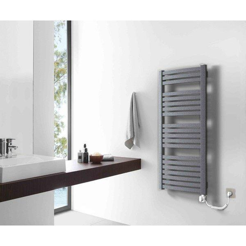 H&R Badmeubelen Base Elektrische Designradiator - 56.5x6.6x121cm - aansluiting rechtsonder - 300 Watt - wit mat SW295856