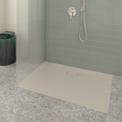Villeroy & Boch Ecora douchebak - 120x80x3.5cm - afvoer lange zijde - almond (beige) SW1558977
