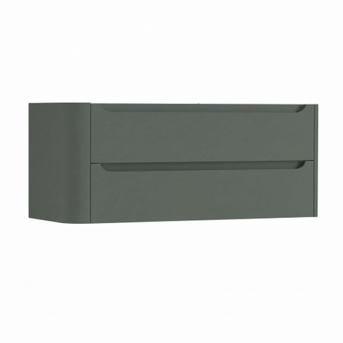 H&R Badmeubelen Juice Meuble sous vasque - 120x45x50cm - angle gauche arrondi - 2 tiroirs - poignée intégrée - Petrol mat SW1489874