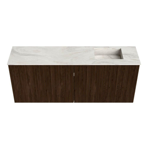 Mondiaz JOYA-DLUX 100cm toiletmeubel - kleur Walnut - Wastafel FAYE positie Rechts 1 kraangat kleur Ostra. SW1422610