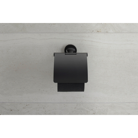 Duravit Starck T Toiletrolhouder - met klep - mat zwart SW297081