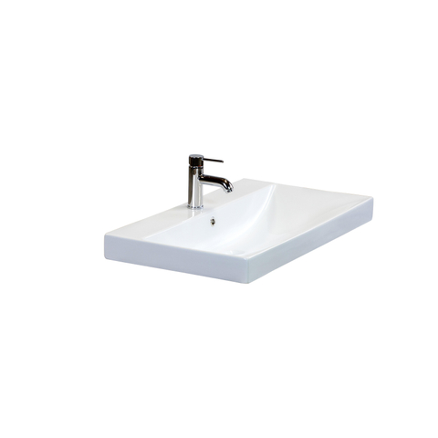 H&R Badmeubelen Just Wastafel - 81x46x7.5cm - 1 kraangat - keramiek wit SW457622