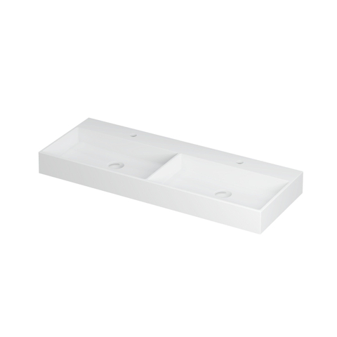 Ink United lavabo - 120x45x11cm - 2 vasques - 2 trous de robinet - blanc mat SW207361