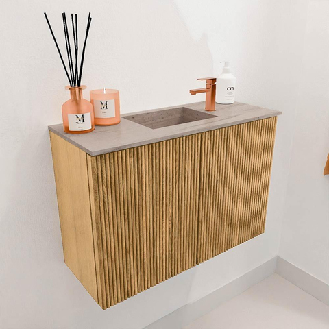 Mondiaz JOYA-DLUX 60cm toiletmeubel - kleur Oak - Wastafel FAYE positie Midden 1 kraangat kleur Saba. SW1424159