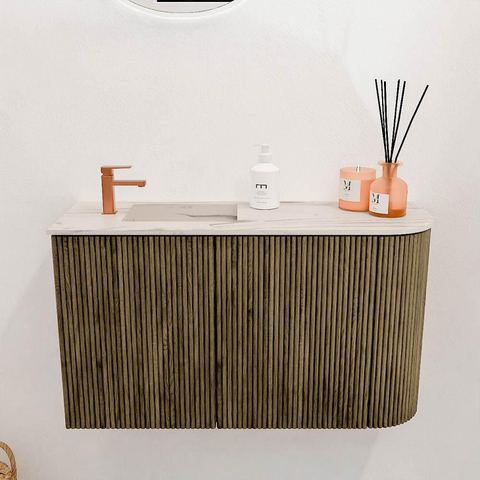 Mondiaz JOYA-DLUX 71.6cm toiletmeubel - ronding rechts kleur Dusk - Wastafel FAYE positie Links 1 kraangat kleur Nata. SW1425922