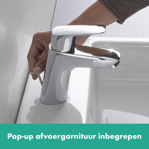 Hansgrohe Logis S wastafelkraan - 70 met waste - hoogglans chroom 0605637