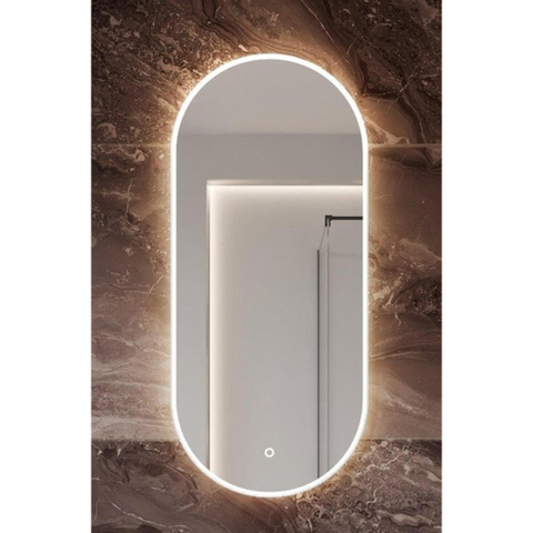 HR Badmeubelen Oval Spiegel compact 40x90cm traploos dimbaar dotless LED incl verw OUTLETSTORE STORE38171