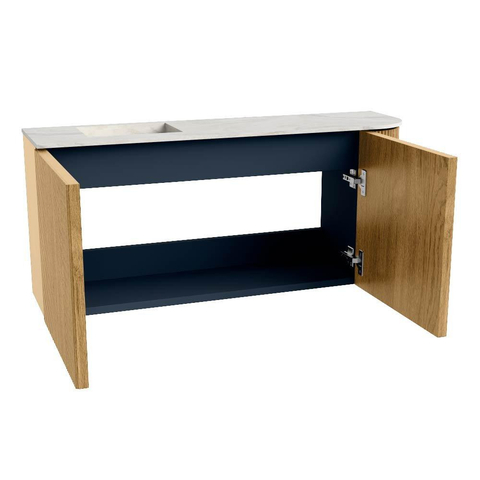 Mondiaz JOYA-DLUX 91.6cm meuble de toilette - arrondi droit couleur Chêne - Vasque FAYE position Gauche Sans trou de robinet couleur Opalo SW1422202