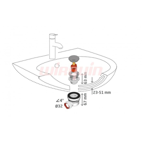 Wirquin Nano 6.7 Siphon lavabo - bonde clic clac - blanc SW1238762
