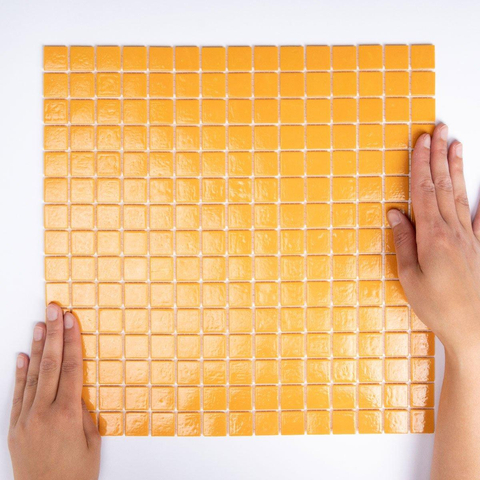 The Mosaic Factory Amsterdam carrelage mosaïque 32.2x32.2cm pour mur et sol intérieur et extérieur carré verre orange SW62115