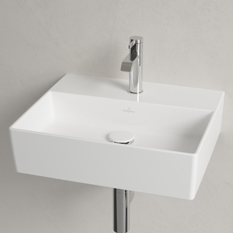 Villeroy & Boch memento 2.0 wastafel - voor handdoekhouders - 50x42cm - zonder overloop - 1 kraangat - White Alpine (glans wit) SW358404