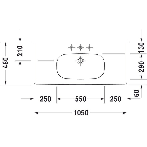 Duravit D-code Meubelwastafel - 105x48cm - met 1 kraangat - met overloop - wit GA87573