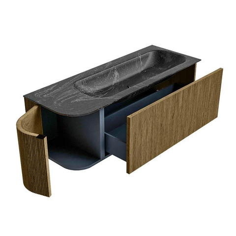 Mondiaz KURVE-DLUX Ensemble de meuble de salle de bains - 125x46x40cm - 1 tiroir - 1 porte - vasque solid surface - droite - sans trou de robinet - Dusk SW1415271