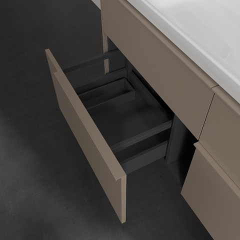 Villeroy & Boch Subway 3.0 Wastafelonderkast - met verlichting - 4 uittrekladen - 1272x576x478mm - taupe SW797138
